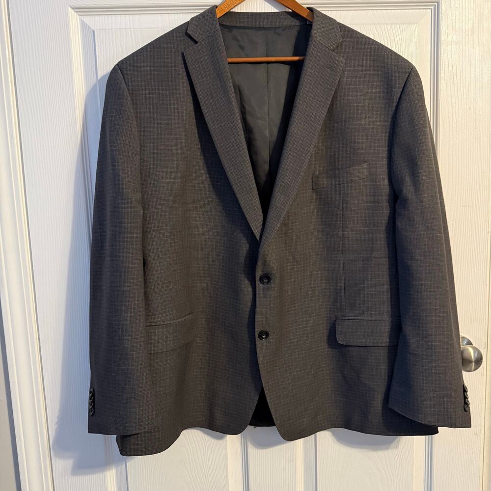 Michael Kors 52R Gray Windowpane Plaid Blazer Sport Coat Big Tall 2-Button
